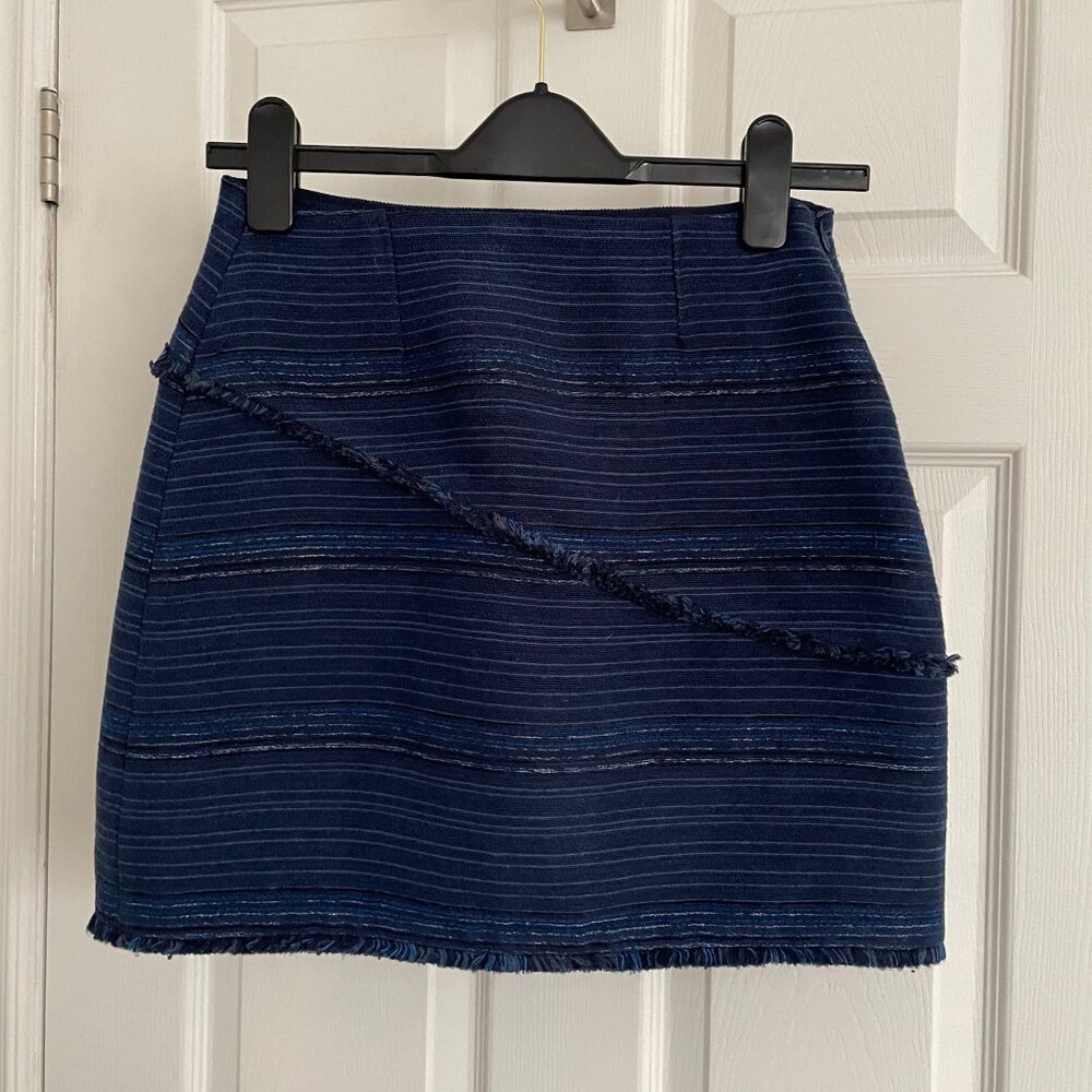 Sandro Paris Blue Fringe Skirt Size 2